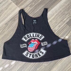 Bravado Black Rolling Stones Crop Top